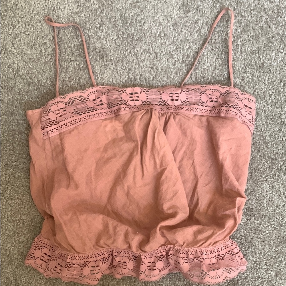Charlotte Russe Pink Ruched Ruffled Camisole